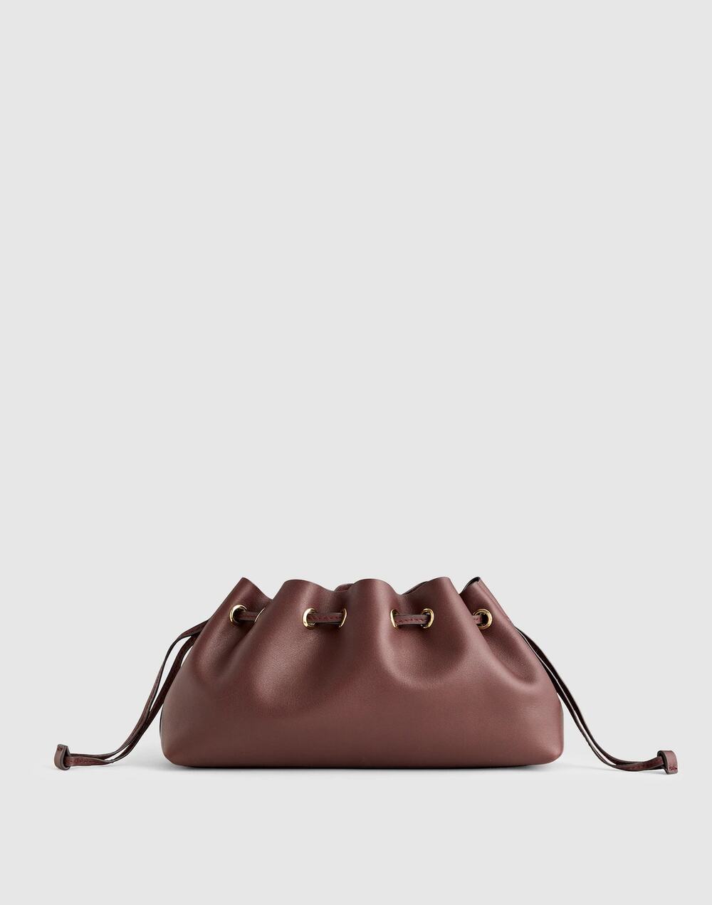 NWT Madewell The Drawstring Clutch Chocolate Raisin Brown